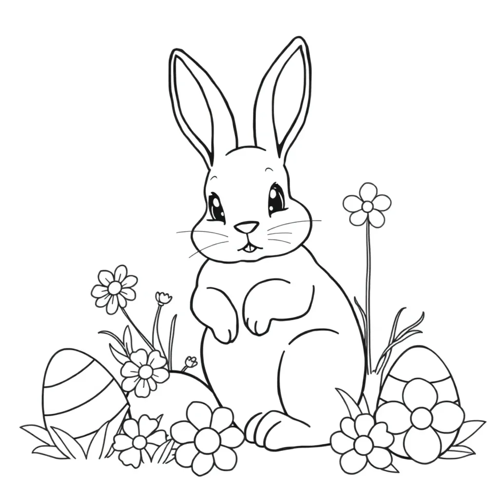 Pasen Lente Eieren Konijn Voorjaar coloring page for children