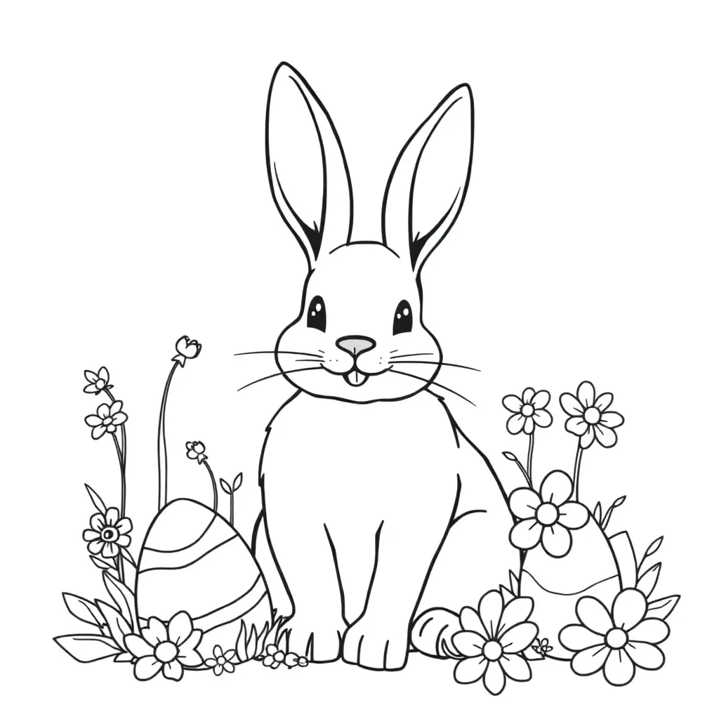 Pasen Lente Eieren Konijn Voorjaar coloring page for children