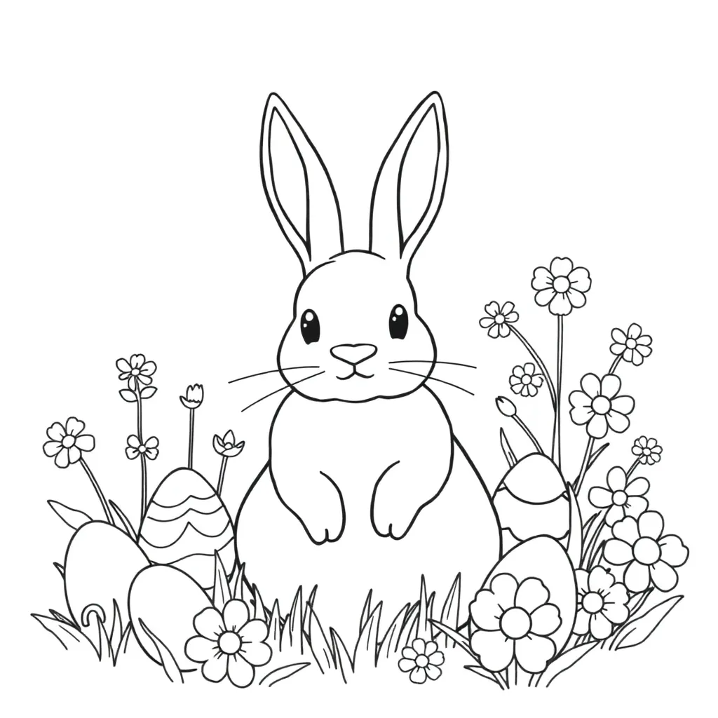 Plantilla de colorear gratis de Pascua Primavera Huevos Polluelos Primavera Plantilla de colorear para niños