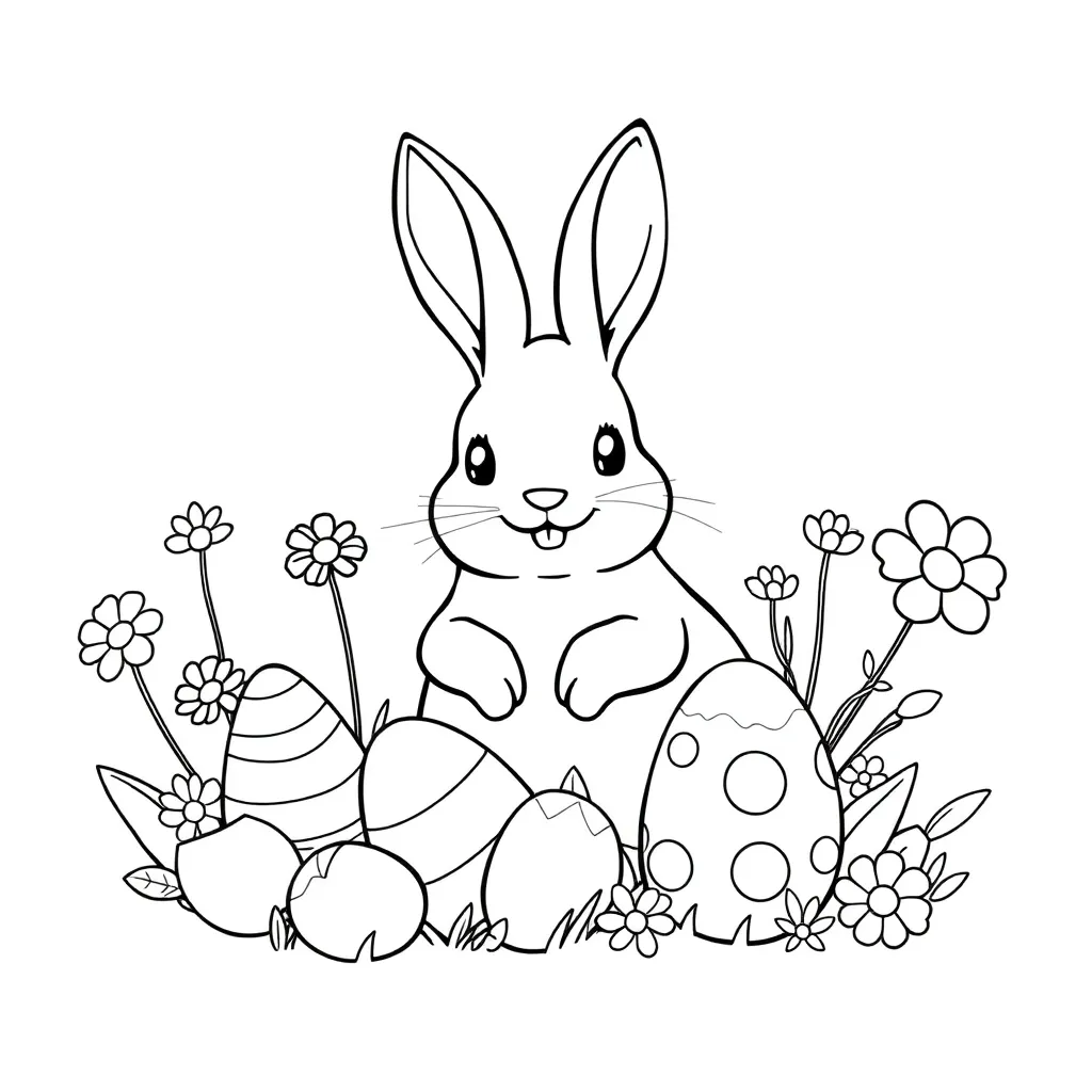 Pasen Lente Eieren Kuikens Voorjaar coloring page for children