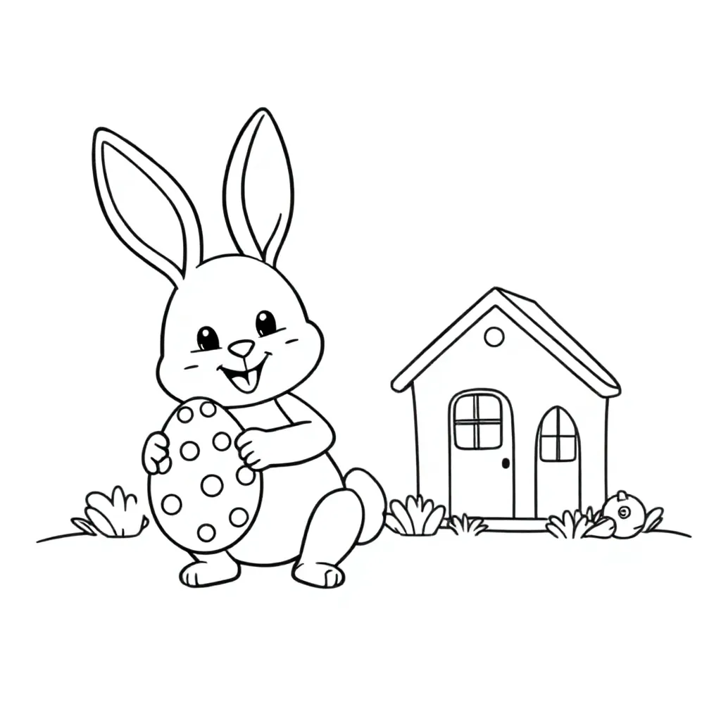 Pasen Vakantie Bungalow coloring page for children