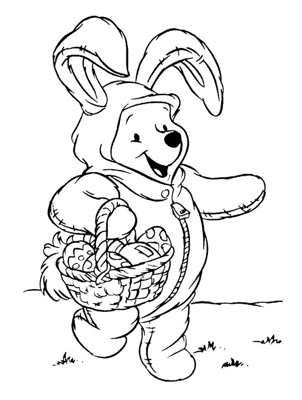 Pasen Winnie Poeh coloring page for children