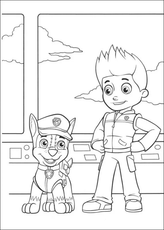 Paw Patrol Chase Ryder coloring page for children