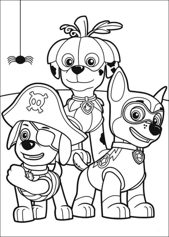 Paw Patrol Halloween coloring page for children