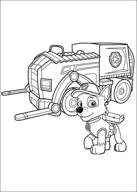 Paw Patrol Rocky Vrachtwagen coloring page for children