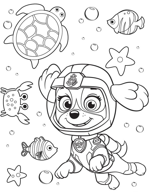 Paw Patrol Skye Unter Wasser coloring page for children
