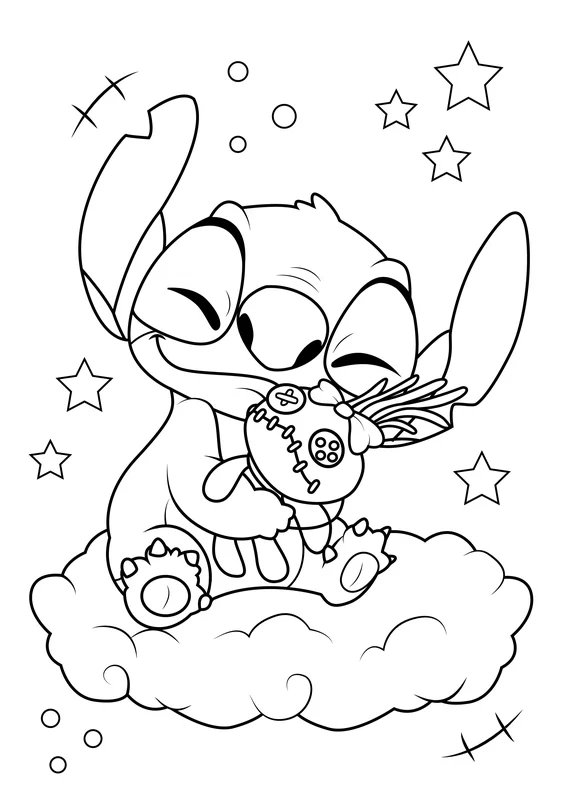 Peluche Stitch coloring page for children