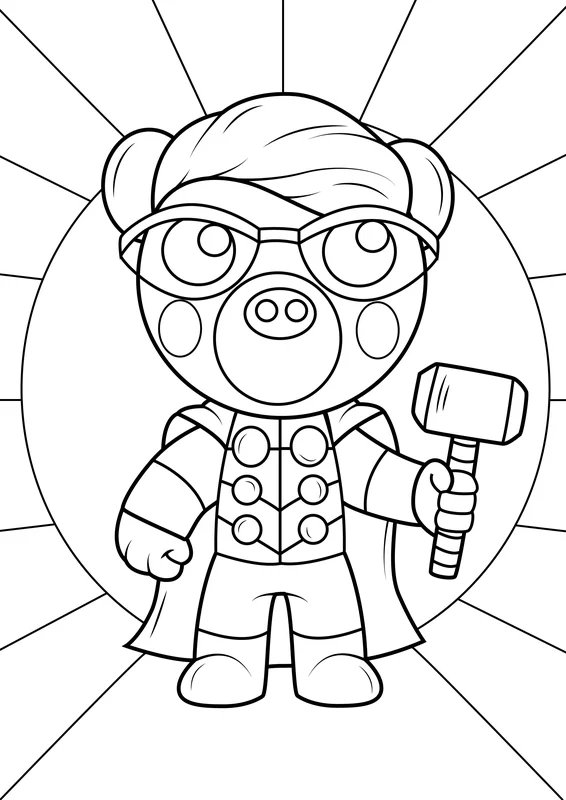 Coloring page Roblox Character with Hammer