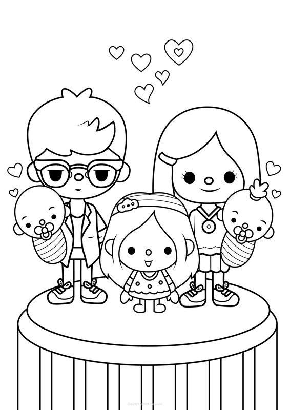 Photo de famille Toca Boca coloring page for children