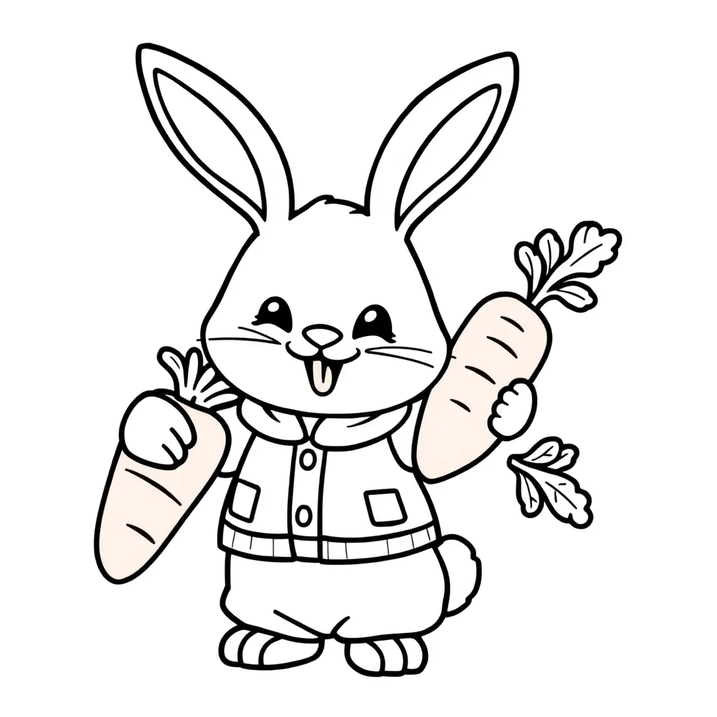 Free Printable Pieter the Rabbit Coloring Page, Cute Bunny, Carrot, Kids Coloring