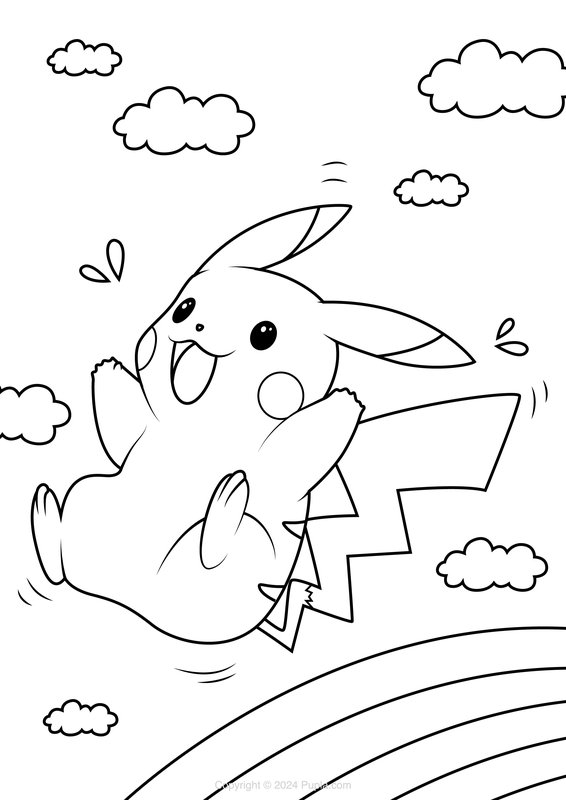 Pikachu Arc En Ciel coloring page for children