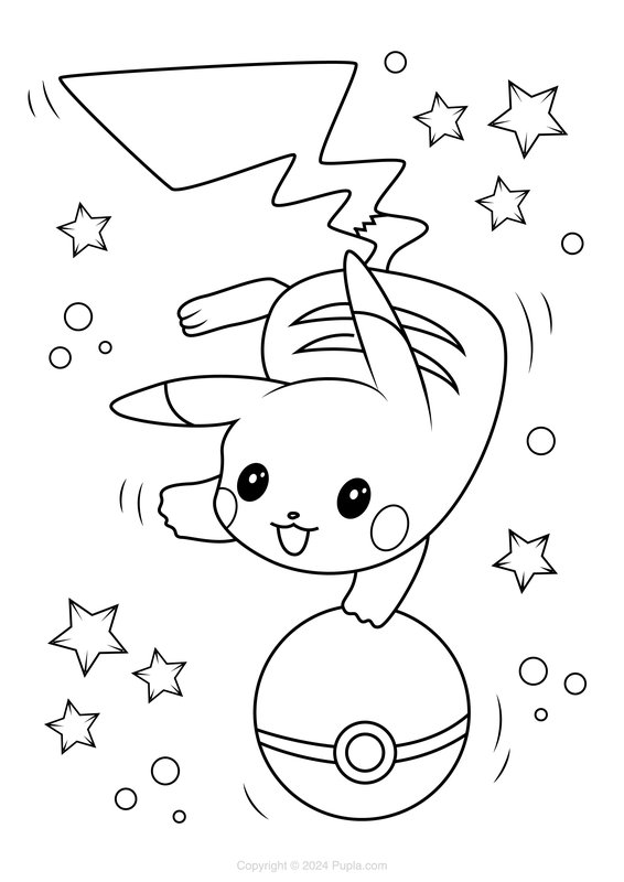 Pikachu Dansant coloring page for children