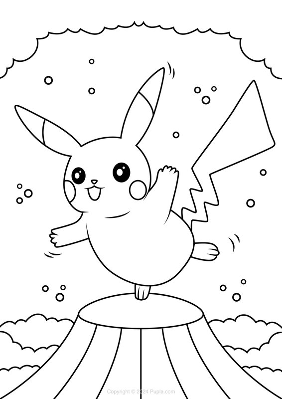 Pikachu sur une jambe coloring page for children