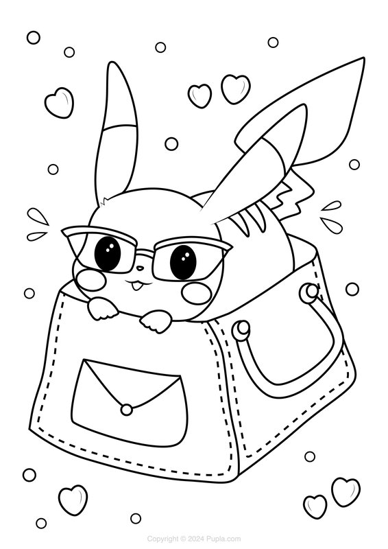 Pikachu Wearing Glasses coloring page for children