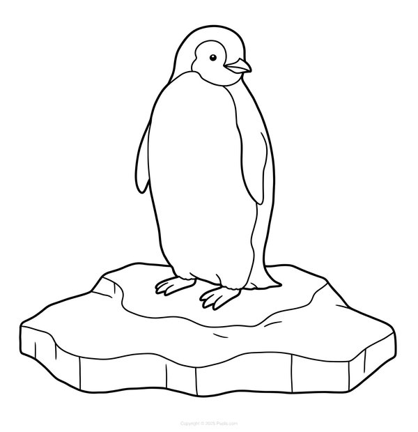 Pinguïn op een ijsschots coloring page for children