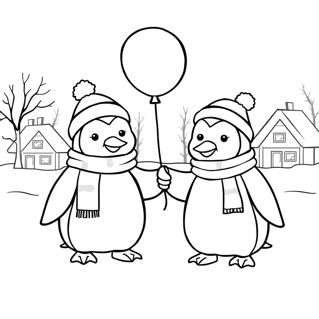 Pinguins In De Sneeuw coloring page for children