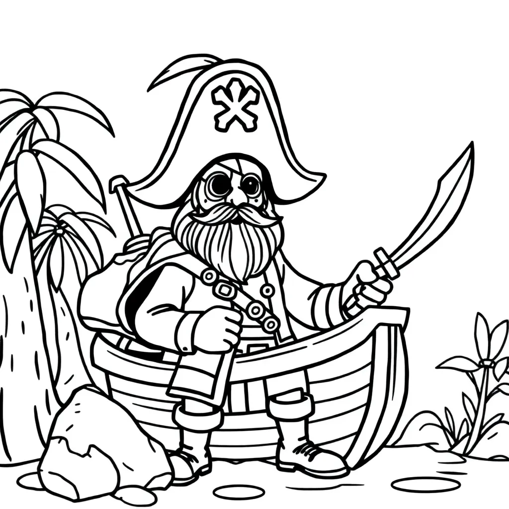 Piraten Schip Avontuur Zeerover Schat coloring page for children