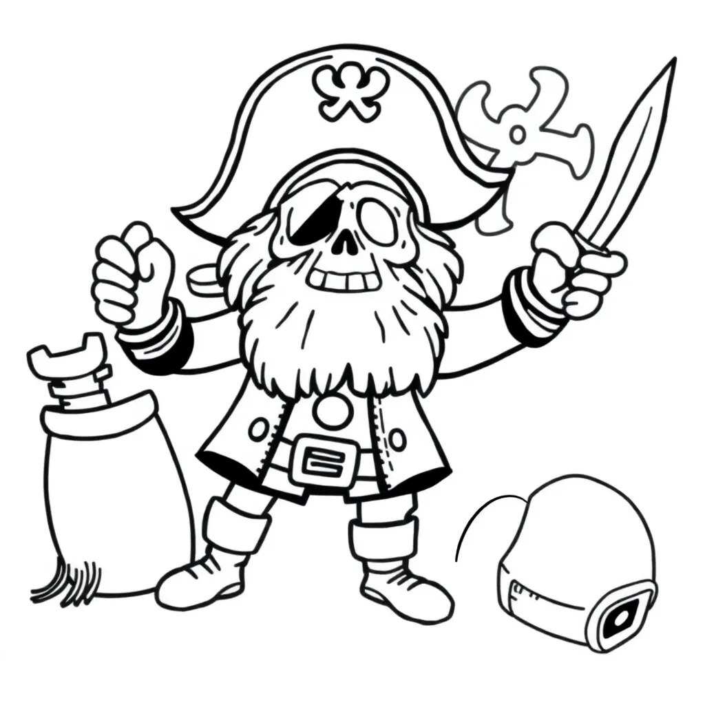 Piraten Schip Avontuur Zeerover Schat coloring page for children