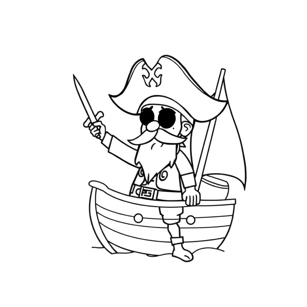 Piraten Schip Avontuur Zeerover Schat coloring page for children