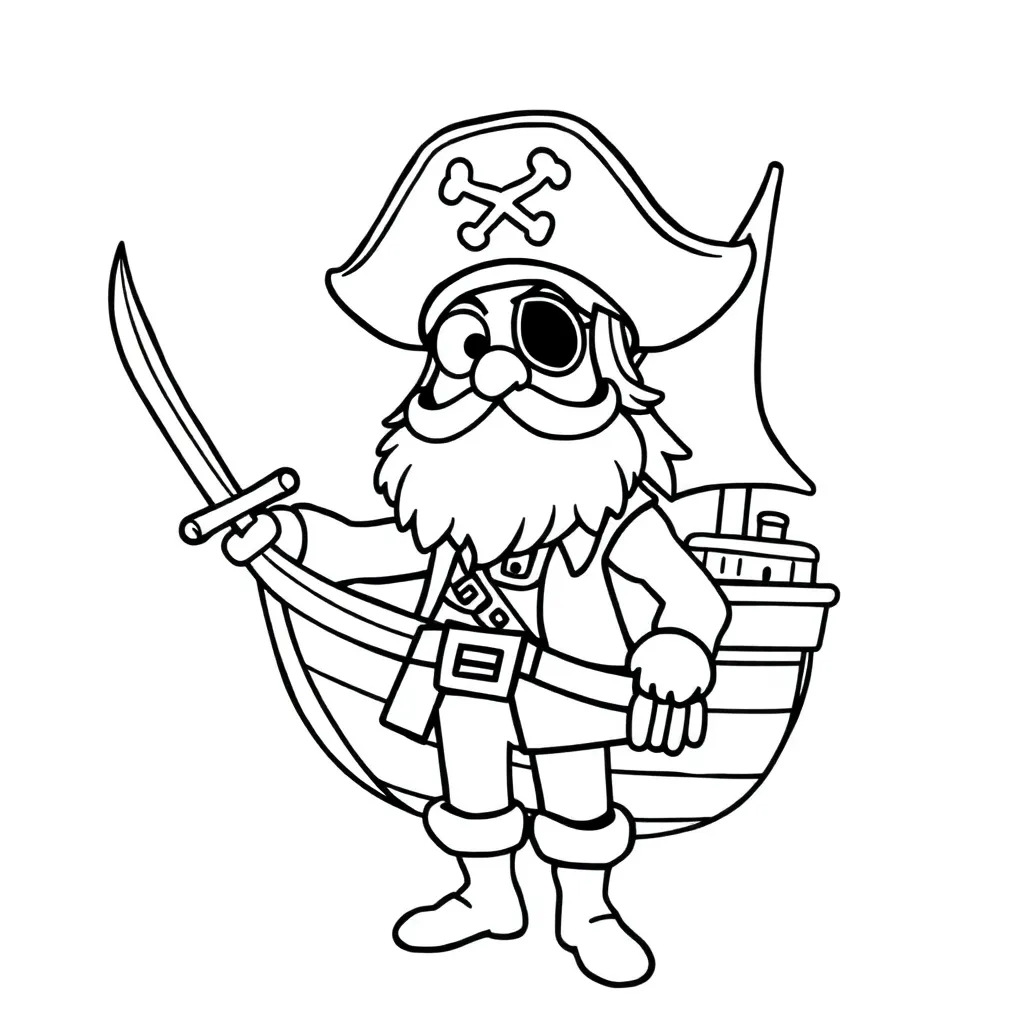 Piraten Schip Avontuur Zeerover Schat coloring page for children