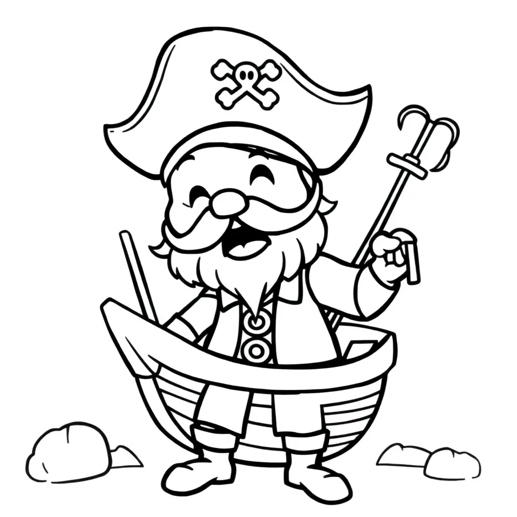 Piraten Schip Avontuur Zeerover Schat coloring page for children