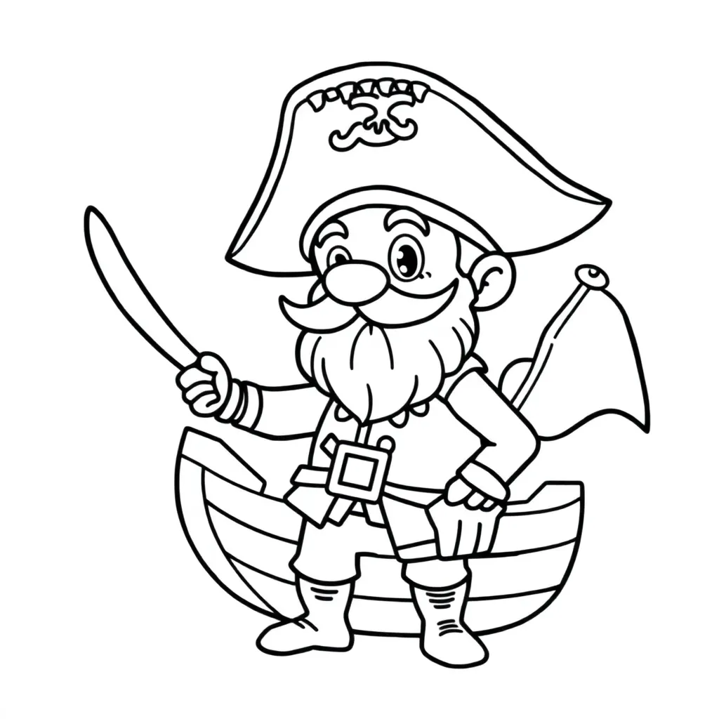 Piraten Schip Avontuur Zeerover Schat coloring page for children