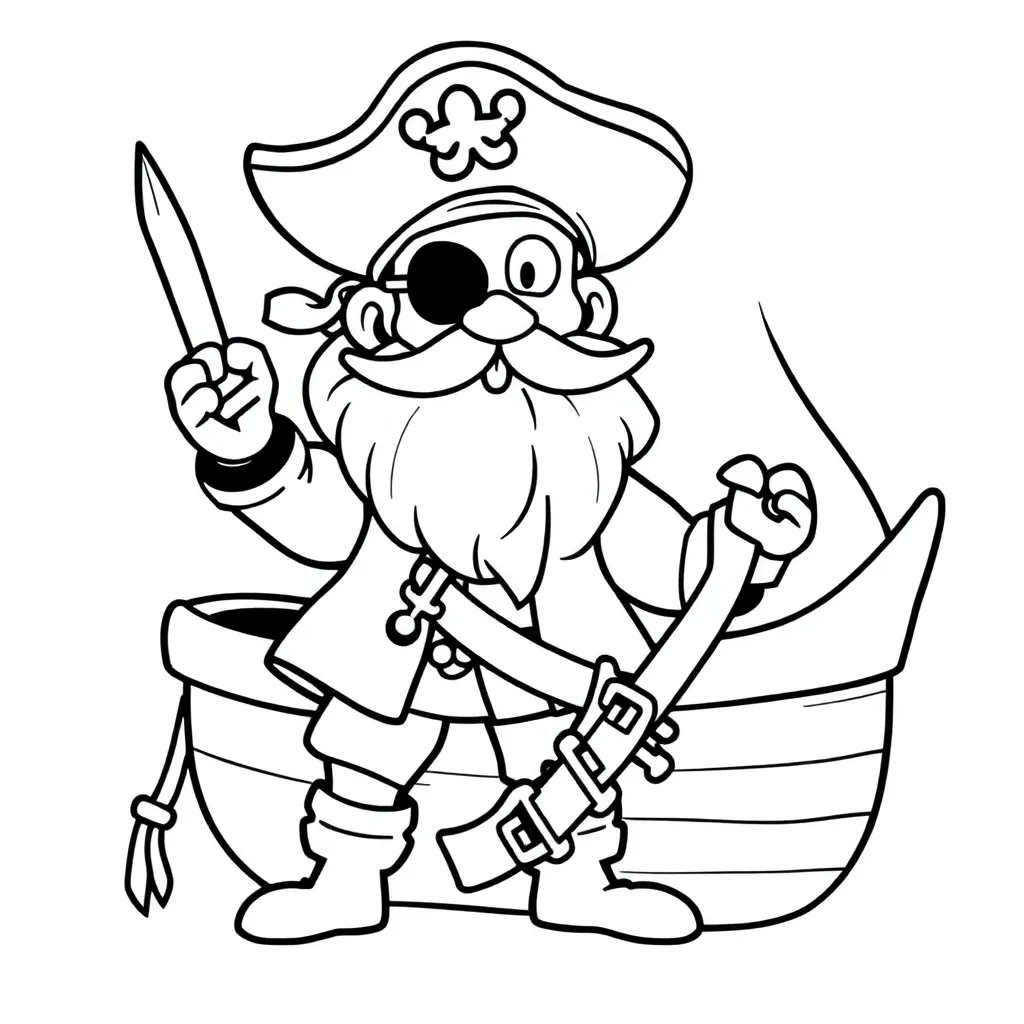 Piraten Schip Avontuur Zeerover Zeilboot coloring page for children