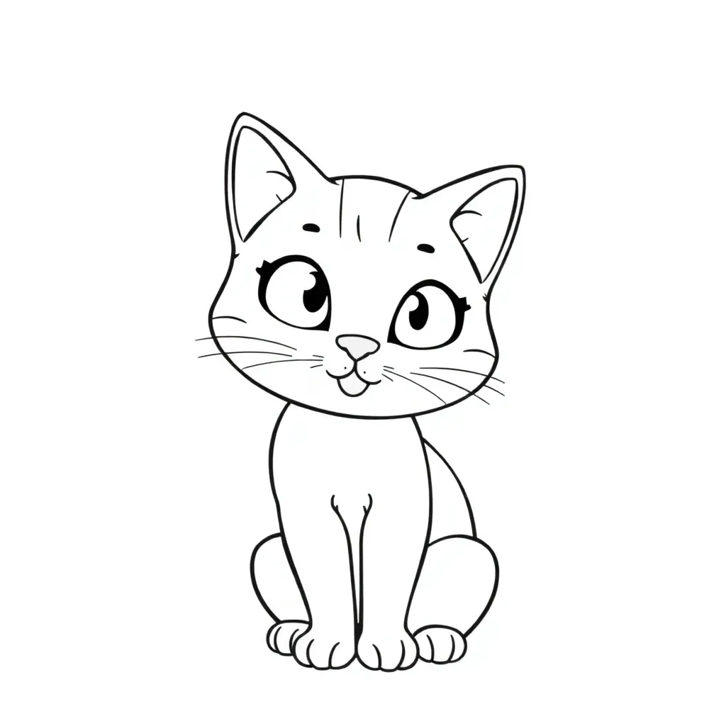Poes Kat Huisdier Schattig Tekenen coloring page for children