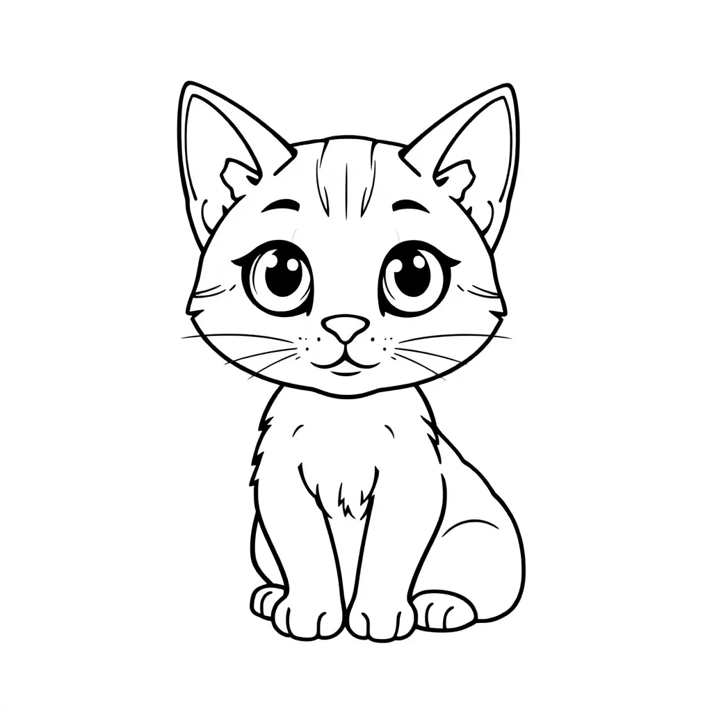 Poes Kat Huisdier Schattig Tekenen coloring page for children