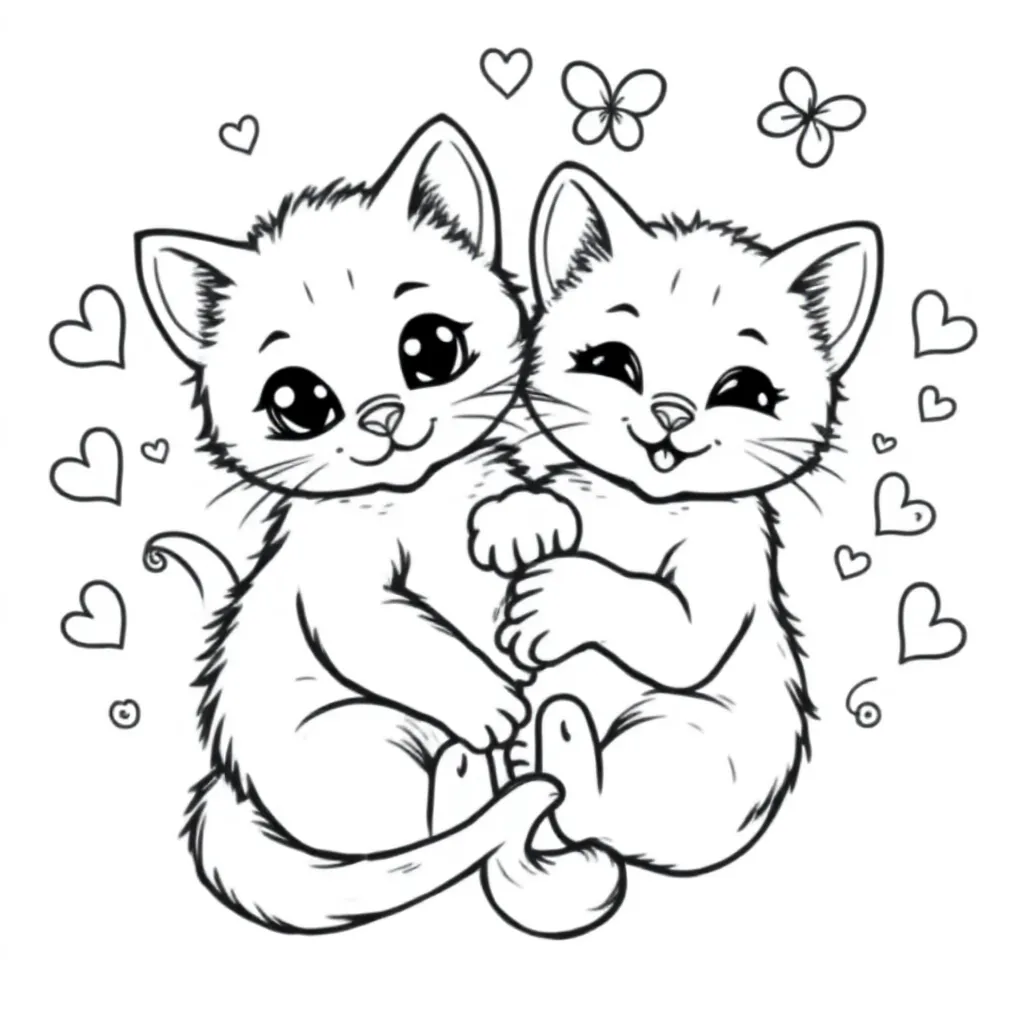 Poesjes Die Knuffelen coloring page for children