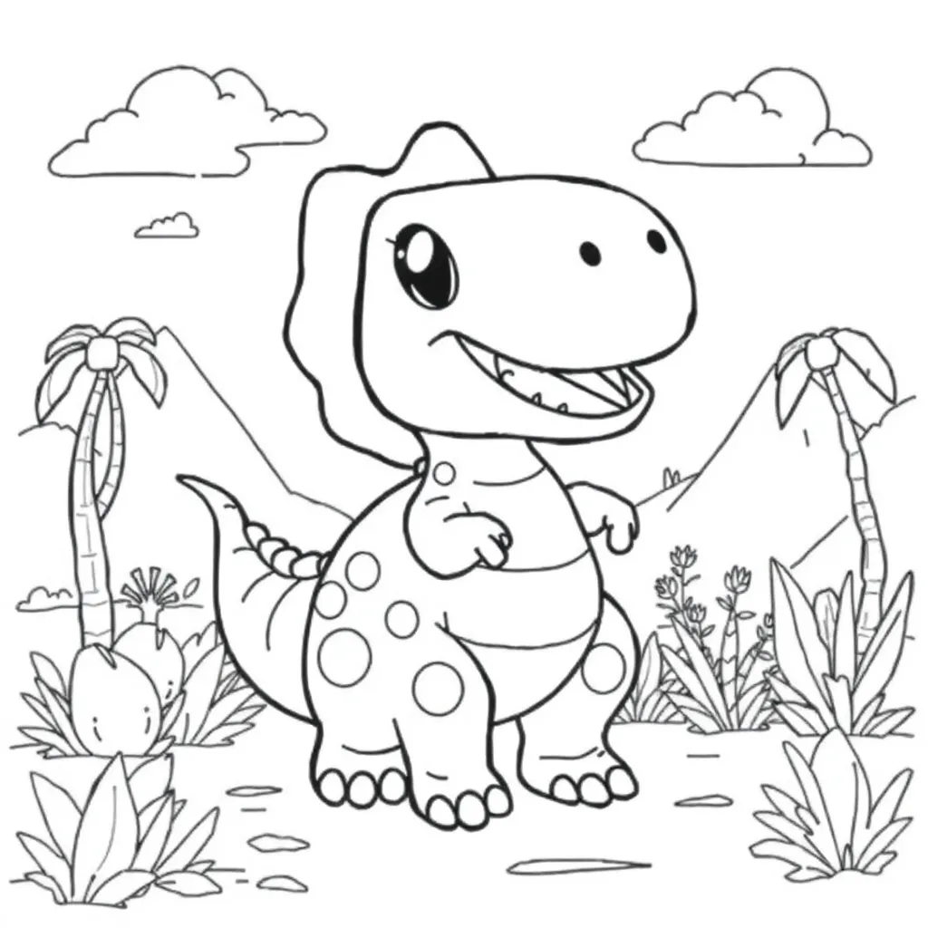Pokemon Dinosaurus Cartoon Kindertekening Schattig coloring page for children