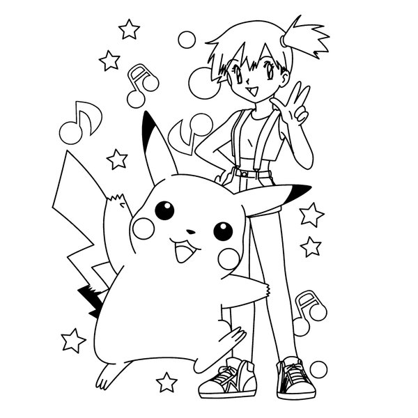 Pokemon Pikachu Misty coloring page for children