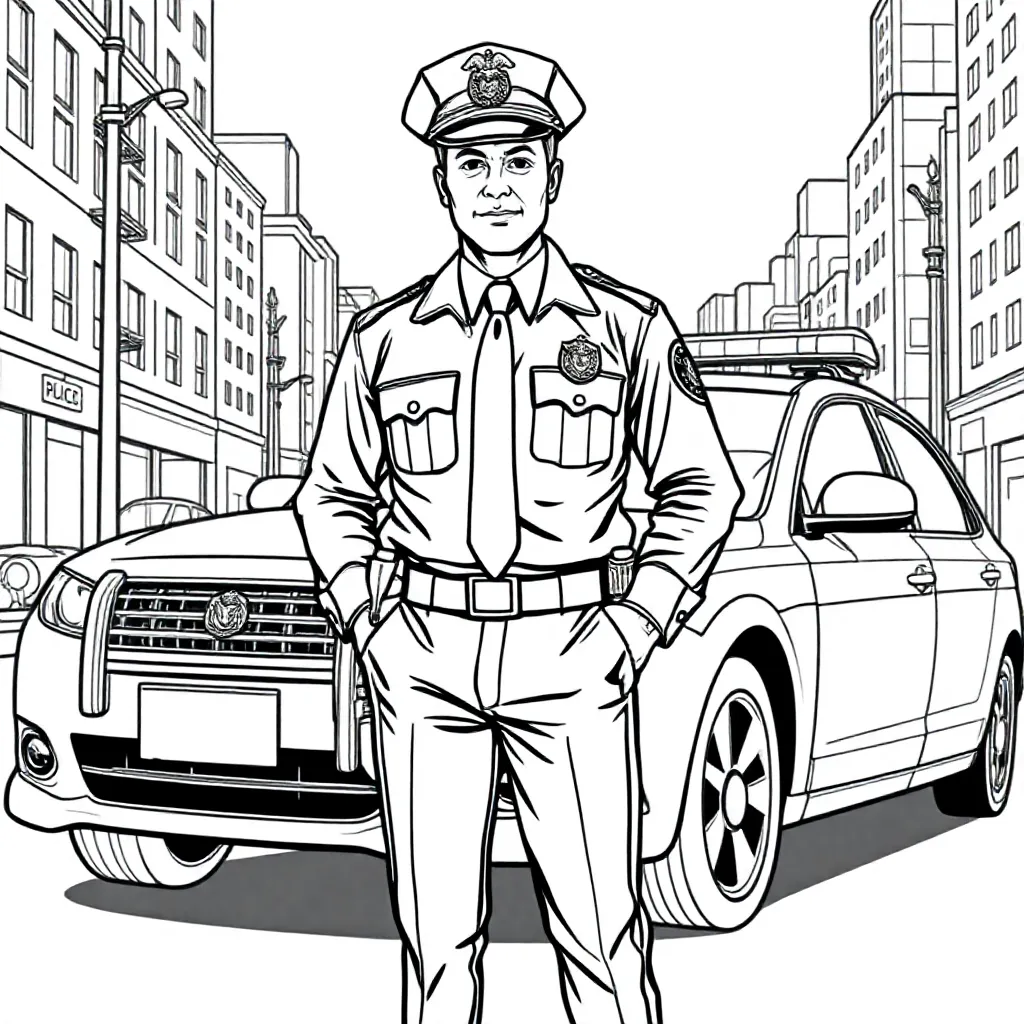 Politieagent coloring page for children