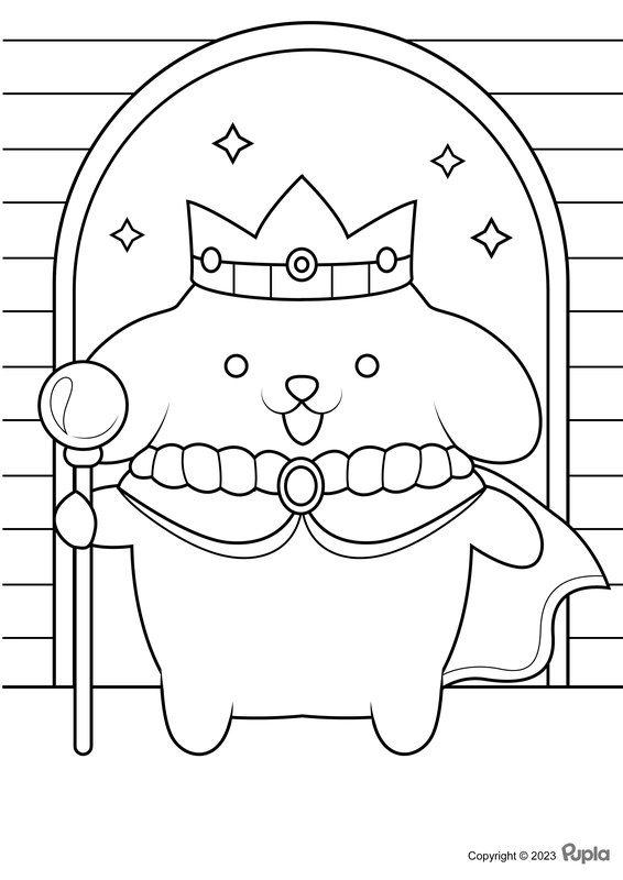 Pompompurin Dressed As A King coloring page for children