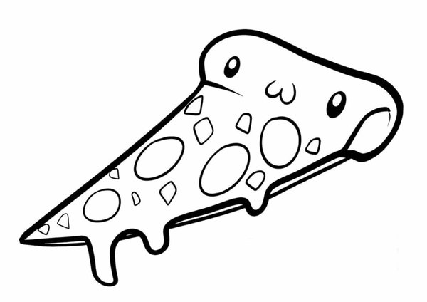 Porción de pizza kawaii coloring page for children