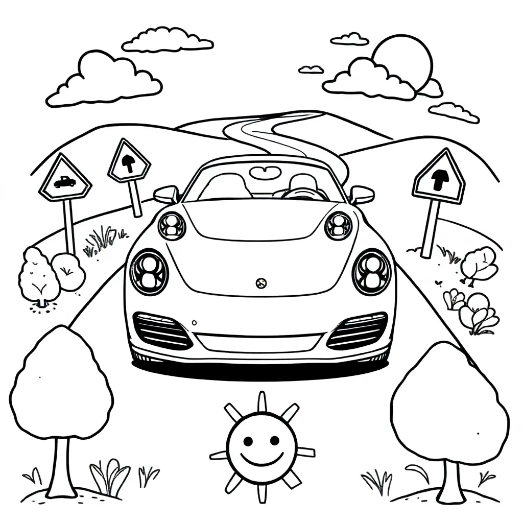 Porsche coloring page for children