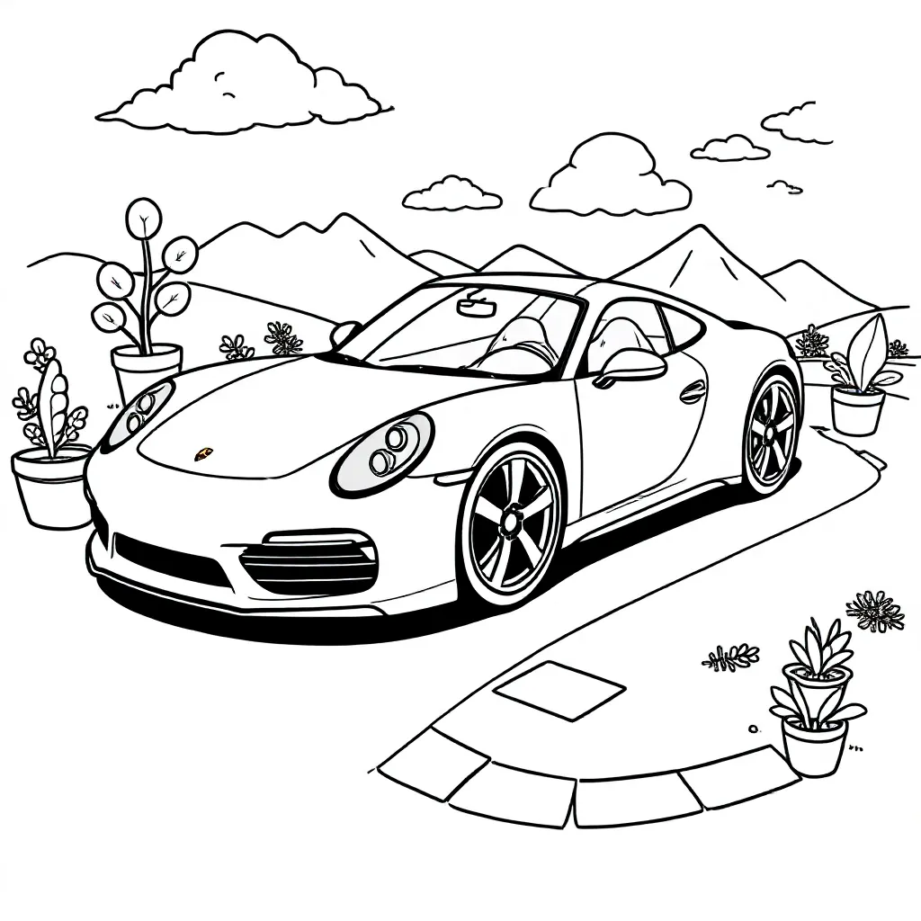 Porsche coloring page for children