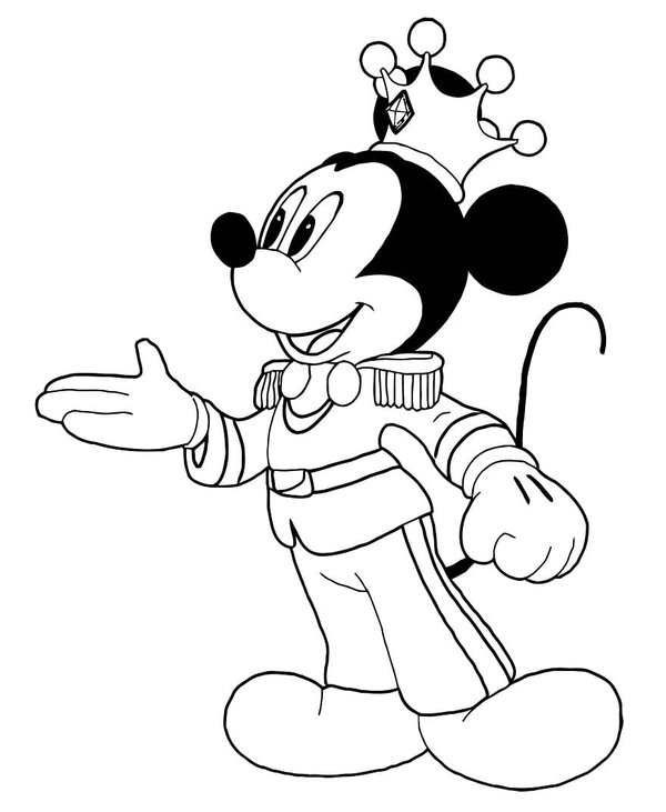 Prince Mickey Mouse coloring page for children