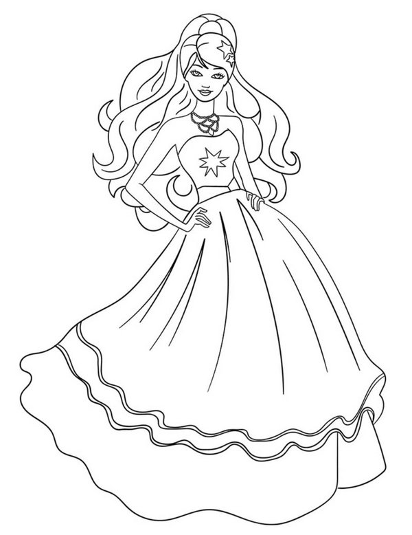 Princesa Barbie coloring page for children