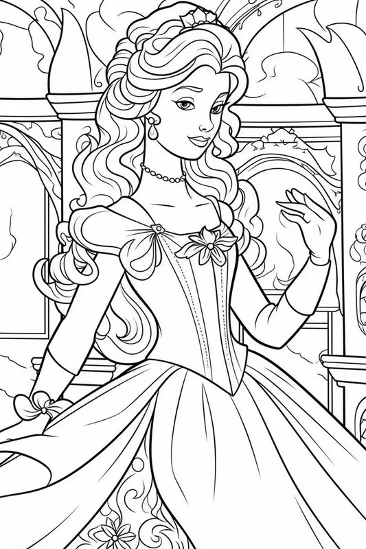Princesa Frente al Castillo coloring page for children