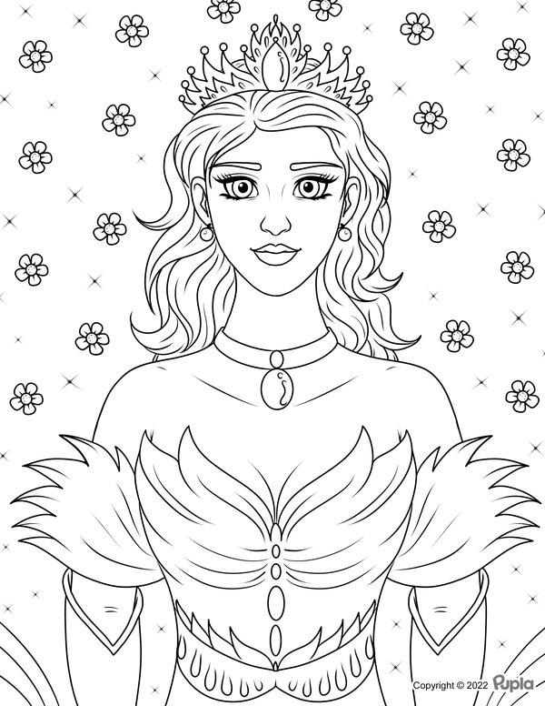 Princess Flower Background coloring page for children