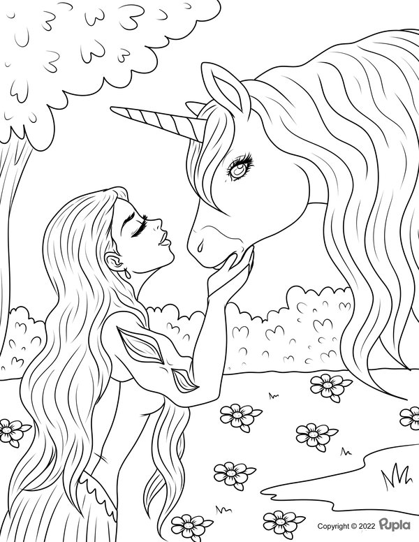 Princesse Kisses Licorne coloring page for children