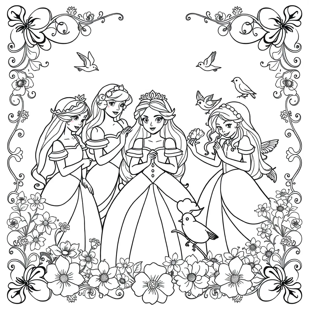 Prinses Fantasy Sprookjes Elegant Magisch coloring page for children