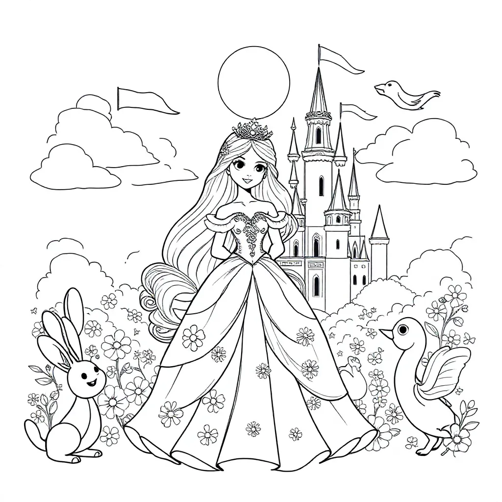 Prinses coloring page for children