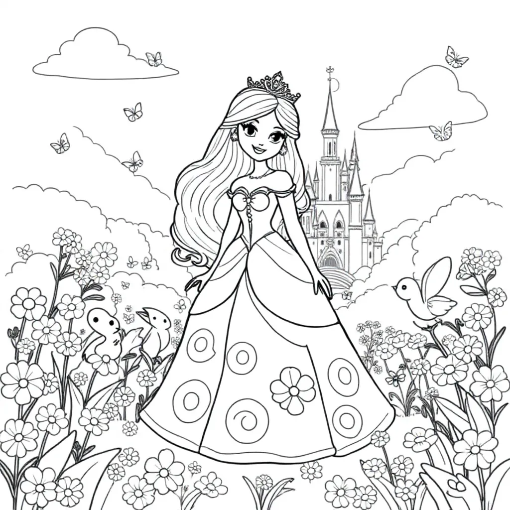Prinses coloring page for children