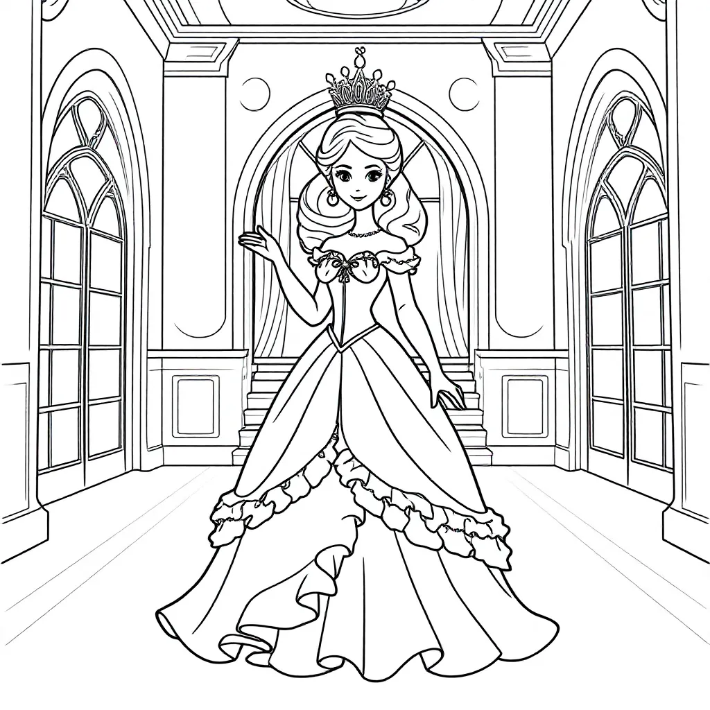 Prinses coloring page for children
