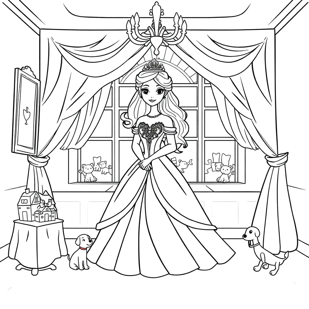 Prinses Sprookje Fantasie Elegant Magisch coloring page for children
