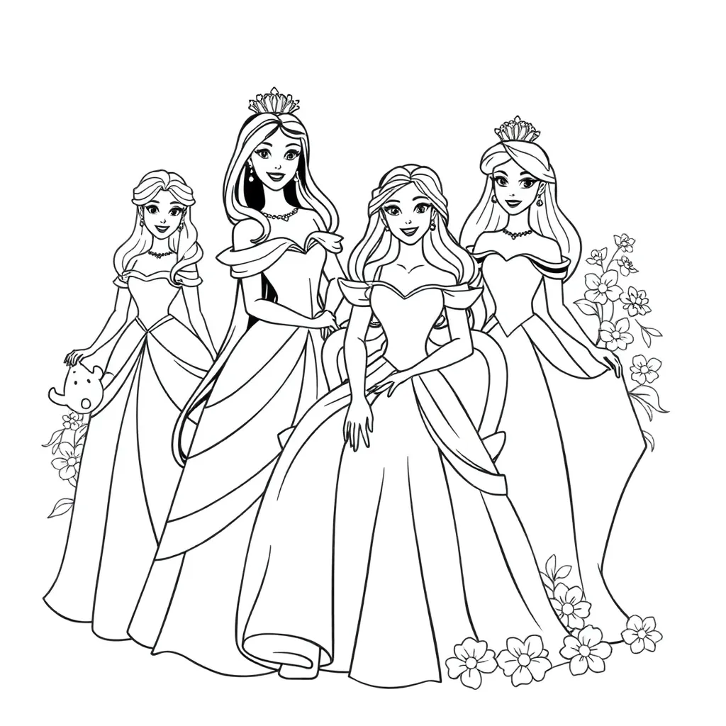 Prinses Sprookjes Disney Elegant Fantasie coloring page for children