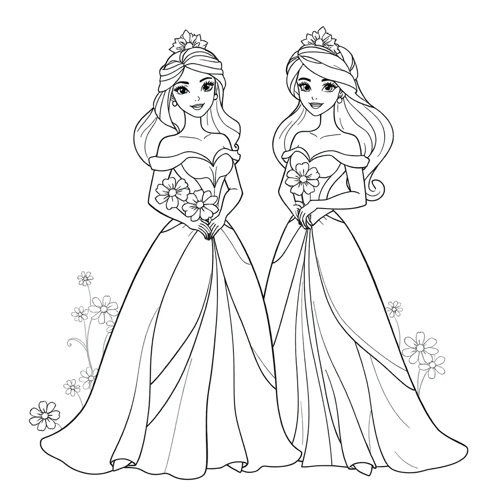 Prinses Sprookjes Elegant Fantasie Koninklijk coloring page for children