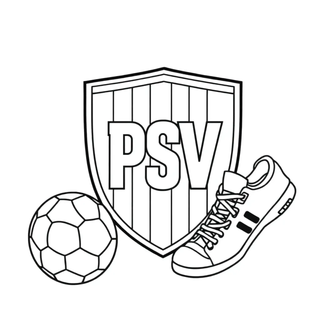 psv, logo, kleurplaat, black, white coloring page for children